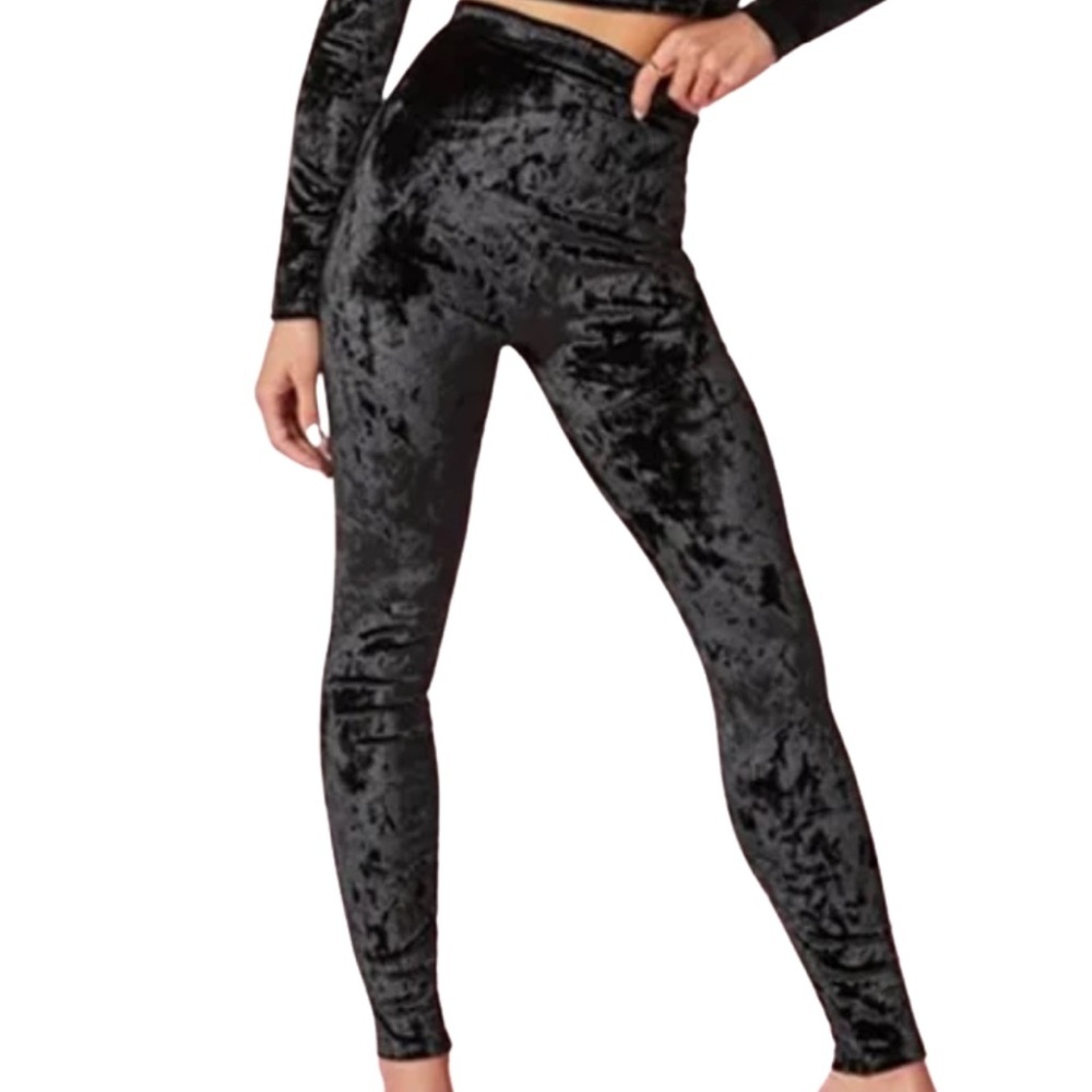 YITTY Black Velvet Leggings‎ Stretch Fit